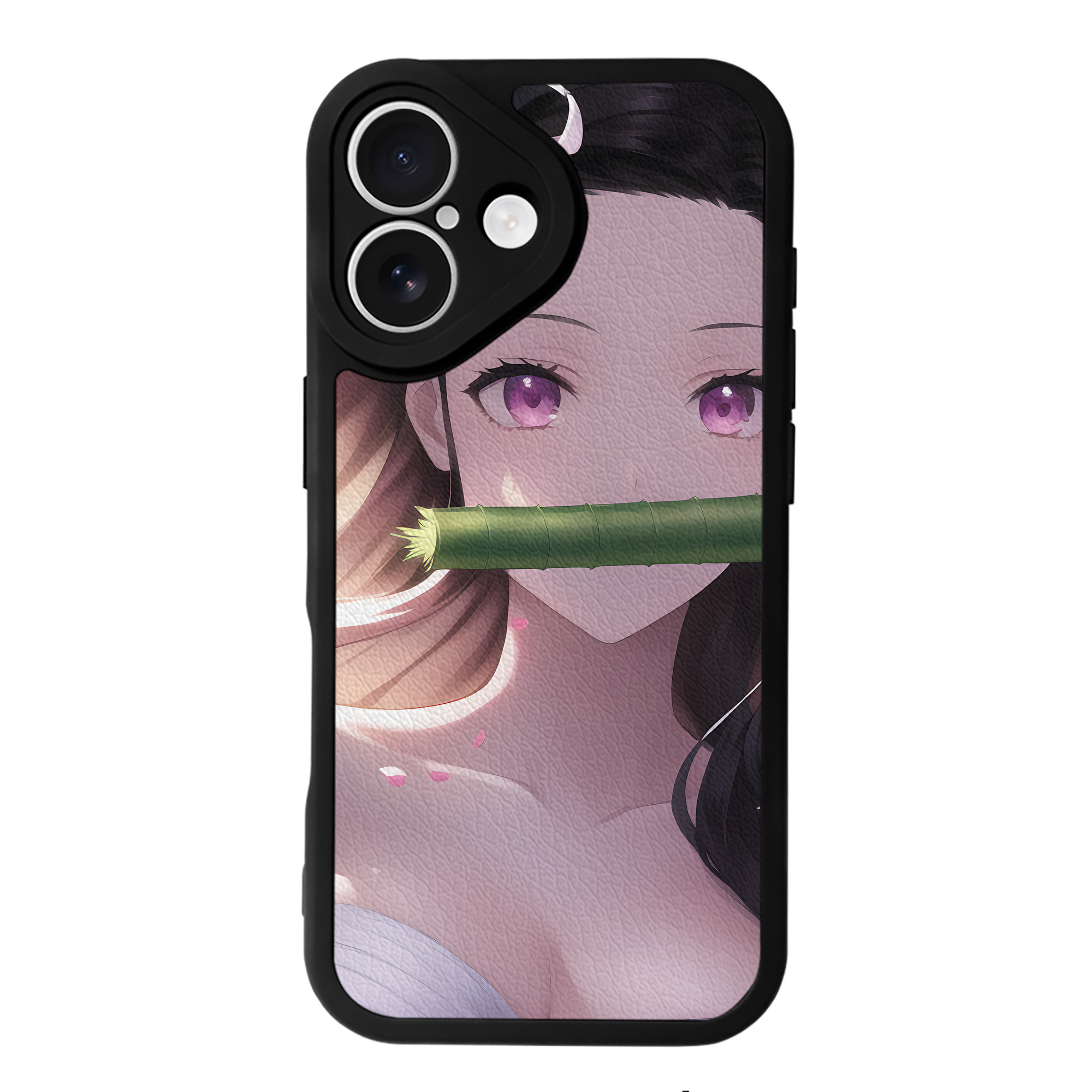 （画像用） 鬼滅の刃（きめつのやいば）竈門 禰󠄀豆子／かまど ねずこ Kamado Nezuko 【iPhone 16シリーズ対応】シリコンスマホケース（レザー調） 材質：シリコン